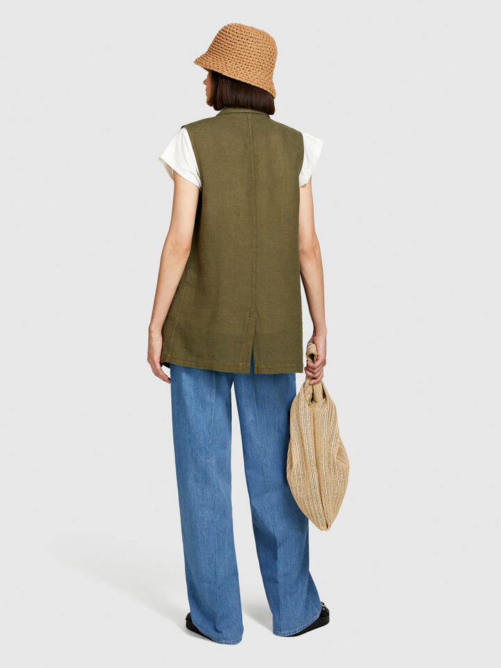 Palazzo trousers in chambray - women's palazzo jeans - Blue | Sisley image number 3